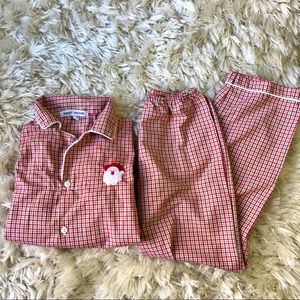 Plaid Christmas Pajama Set Santa Green Red